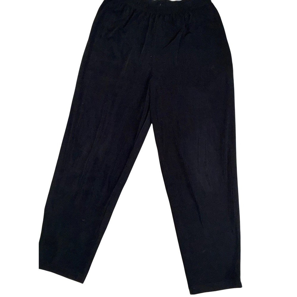 Bentley Plus Liquid Knit Pants Women XL Black Elastic Waist Stretchy Trousers